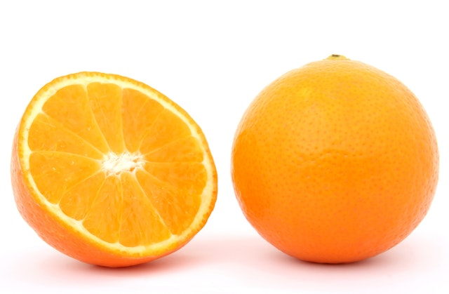 picture of an orange cut in half