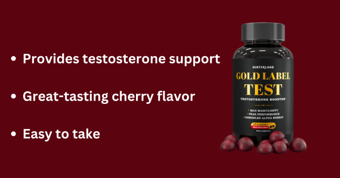 A product image of a supplement called Gold Label Test